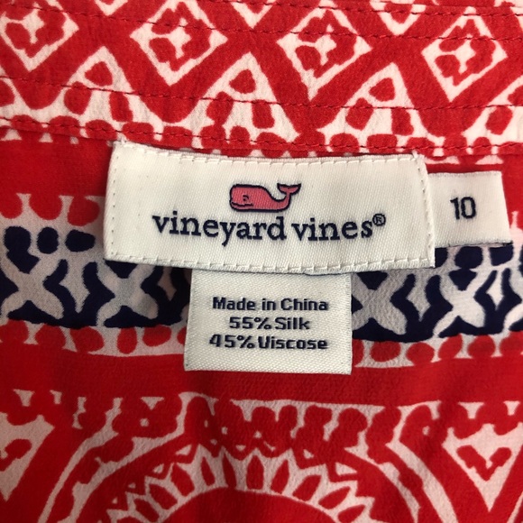 Sz 10- Vineyard vines red silk blend sleeveless dress Sz10 - Picture 7 of 11